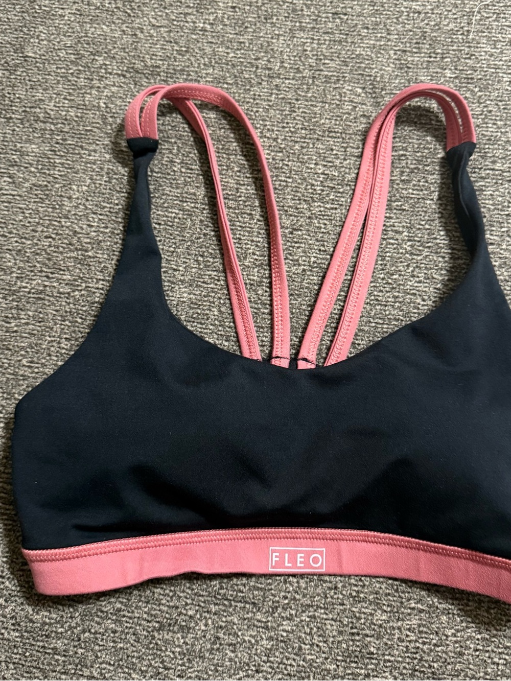 Fleo Black and Pink Strappy Sports Bra